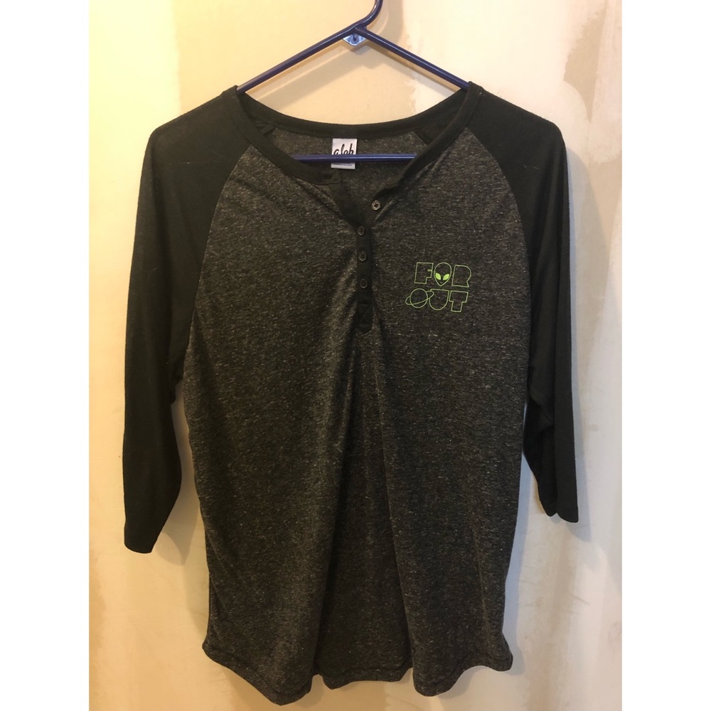 “Far Out” gray & black half sleeve tee